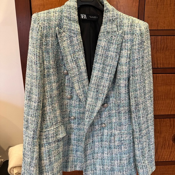 Zara Jackets & Blazers - Zara Blue Tweed Blazer